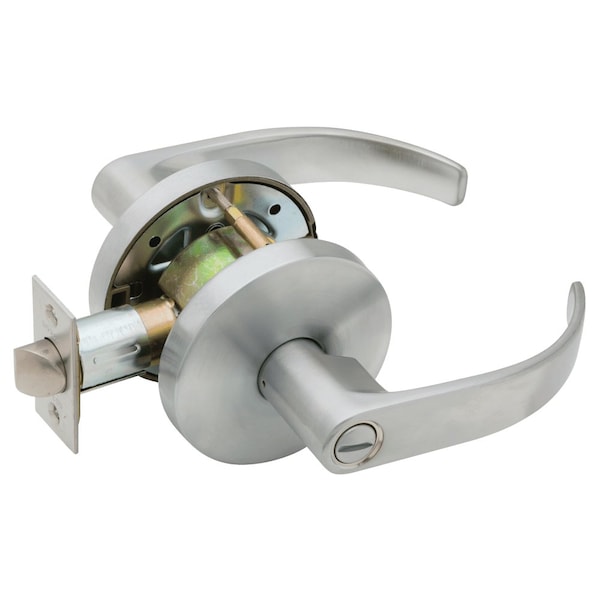 Grade 2 Privacy Cylindrical Lock, Non-Keyed, Quantum Lever, Small Rose, Satin Chrm Fnsh, Non-handed
